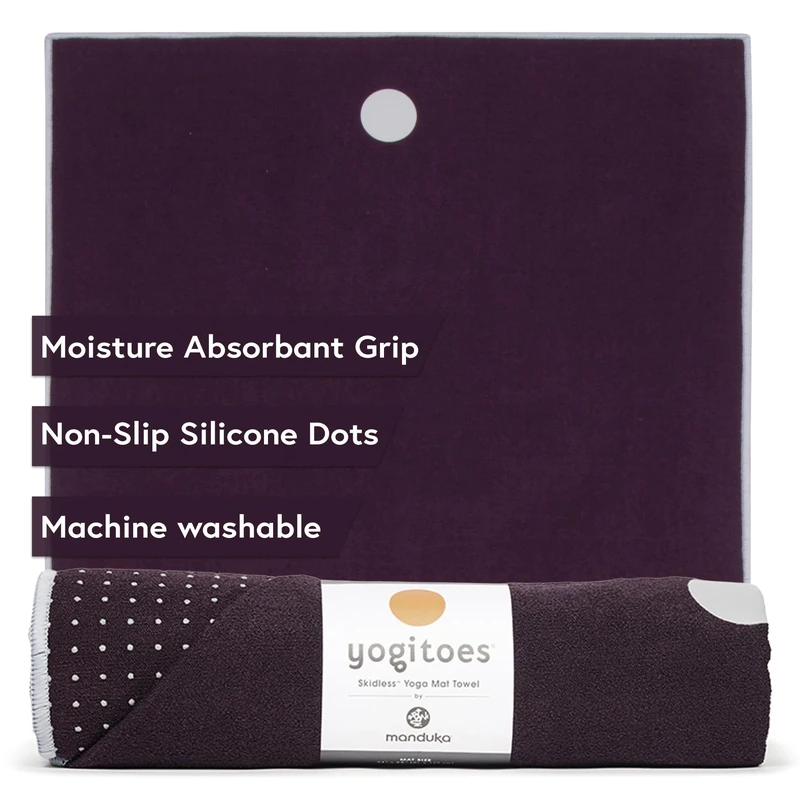 Manduka Yogitoes Yoga Towel for Mat, Non-Slip and Quick Dry for Hot Yoga with Rubber Bottom Grip Dots,Thin and Lightweight, 71 Inches, Indulge