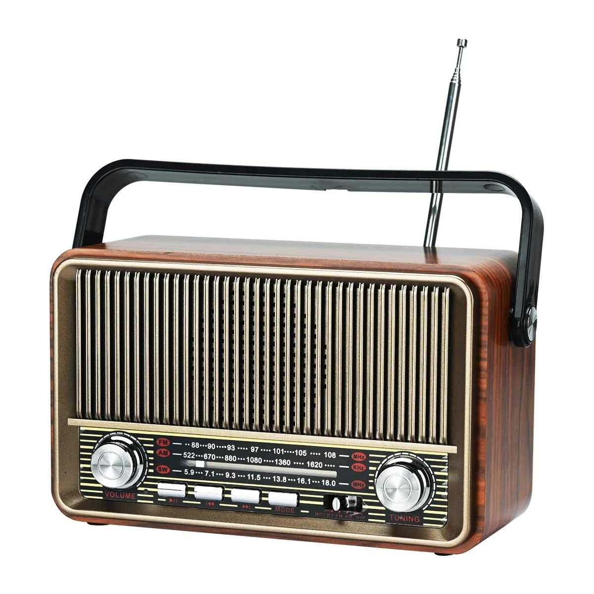 TOWEAR Portable FM AM Radio, Mains and Battery Radio for Home or Outdoor, Small Pocket with Excellent Reception, for Elderly, Easy to Use (Braun)