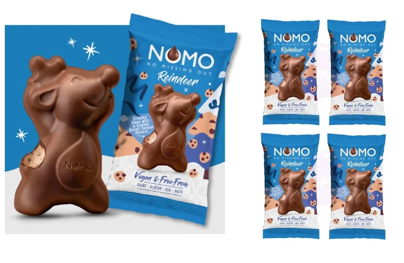 Vegan Chocolate Reindeer by Nomo - Dairy Free - Gluten Free - Egg Free - Nuts Free - Pack of 4