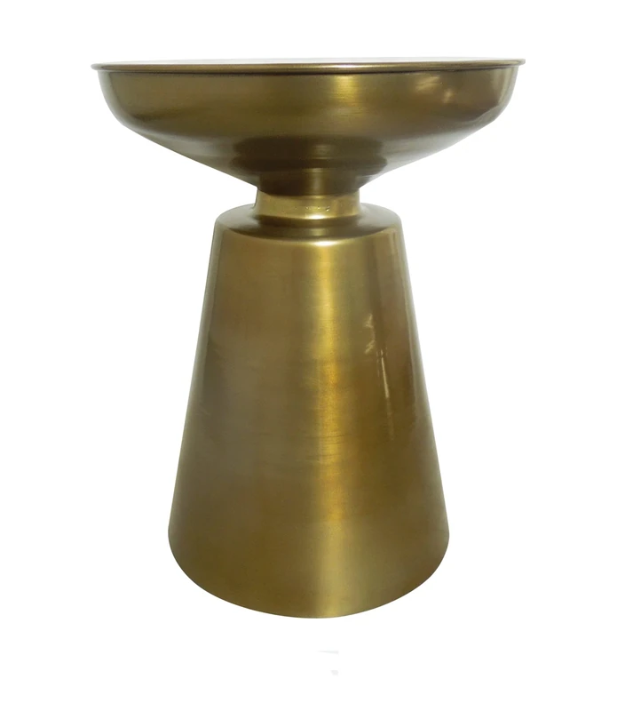 ASPECT Lucida Hand-Crafted Aluminum Side Table/Drum Table (Light Brass)