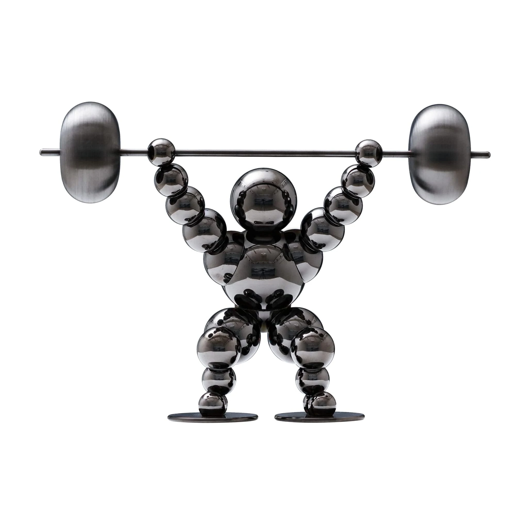 Loclikes Black Home Office Gym Decor - Original Metal Artwork Room Decor, Table Top Stand Sculpture Decor, Powerlifting Figurine Desk Decor, Mens' Creative Motivational Gift