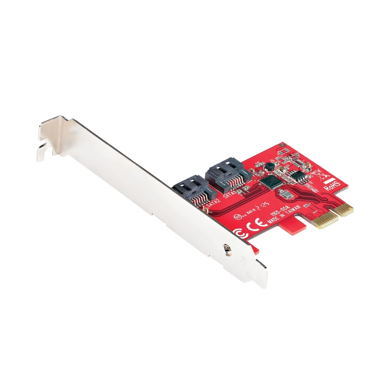 StarTech.com SATA PCIe Card - 2 Port PCIe SATA Expansion Card - 6Gbps - Full/Low Profile - PCI Express to SATA Adapter/Controller - ASM1061 Non-Raid - PCIe to SATA Converter, TAA - Image 1
