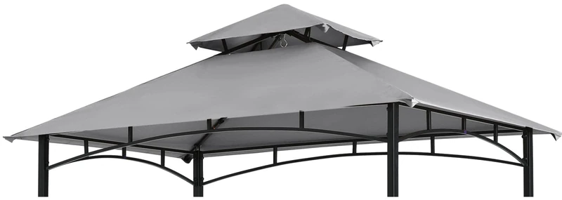 COOSHADE Grill Gazebo Replacement Canopy Roof Outdoor Double Tiered Barbecue Gazebo Top Cover Fit for Model L-GZ238PST-11(Grey)