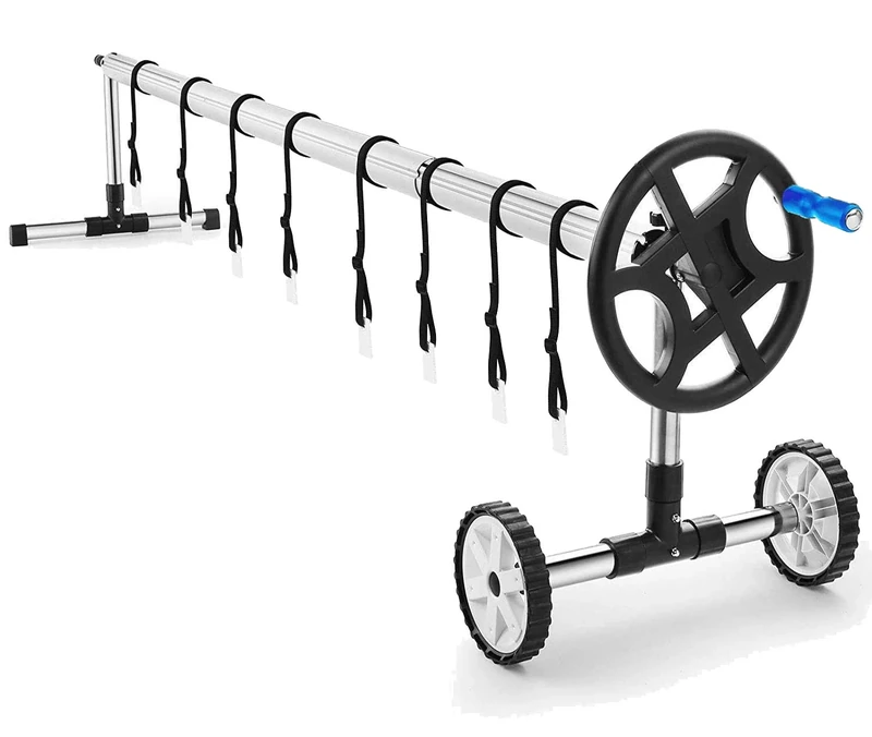 Nollapo 18FT Aluminum Solar Pool Cover Reel System – Adjustable In-Ground Swimming Pool Cover Roller, Easy-Crank Handle, Rust-Resistant Tube, Fits 6–18 ft Wide Pools