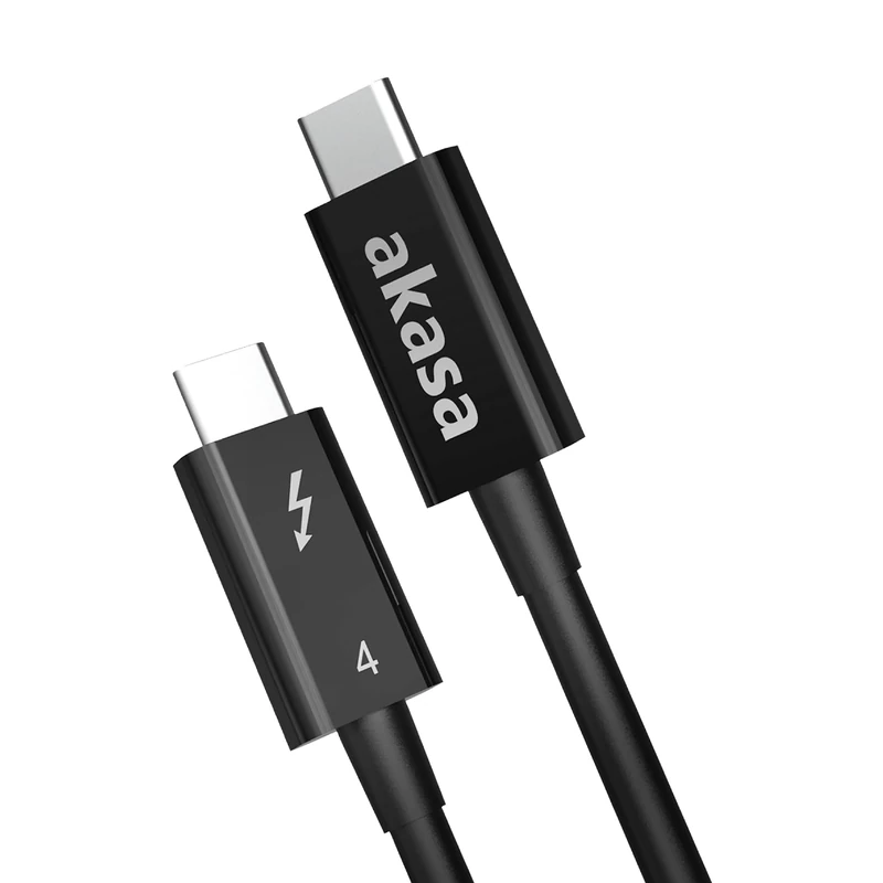 Akasa Thunderbolt™ 4 Type-C to Type-C Cable | Certified by Intel | 40Gbps Data Transfer | Supports 8K / Dual 4K Displays | 100W Power Delivery | Black | 1M | AK-CBUB59-10BK