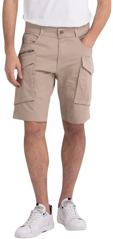 REPLAY Men's Cargo Shorts Joe Short Regular Fit with Stretch, Desert 015 (Beige), 32W