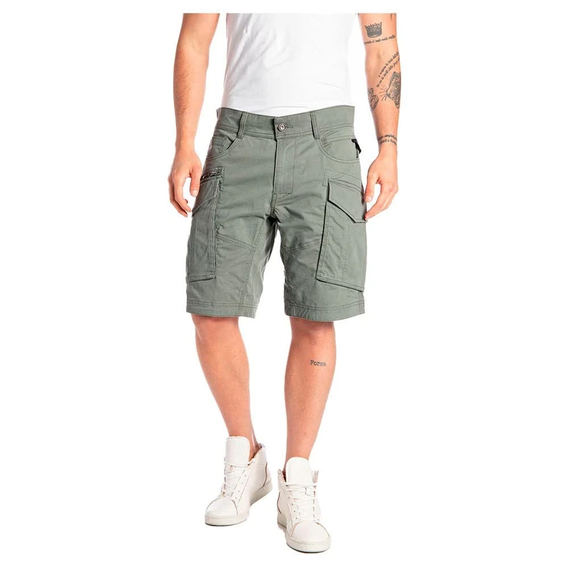 REPLAY Men's M9907 Joe Short Comfort Cotton Twill, Aviator Green 703, 36W