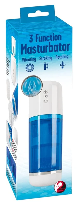 You2Toys Men 3 Function Masturbator White/Blue/Transparent 25,2