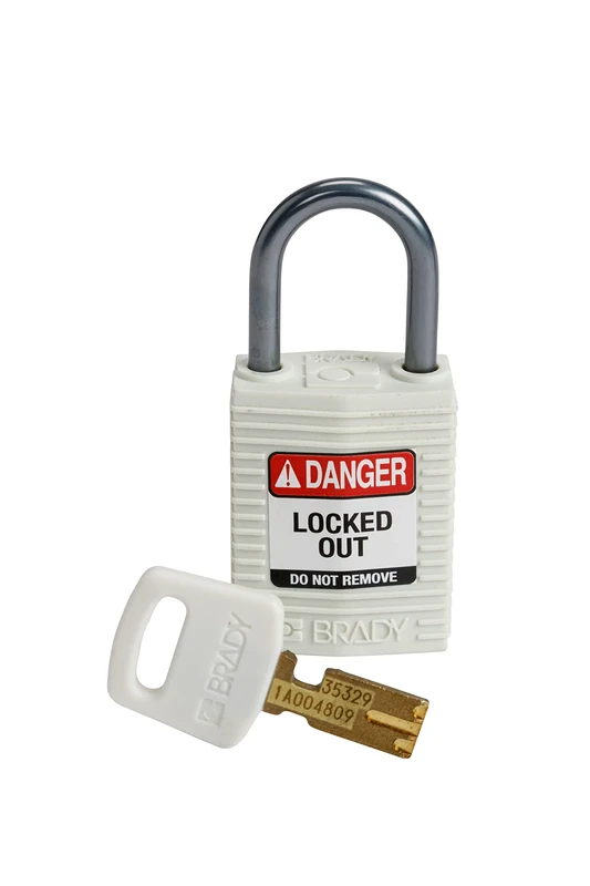 Brady CPT-WHT-25AL-KD SafeKey Padlock, White, 2.6 in H x 1.25 in W x 0.75 in D