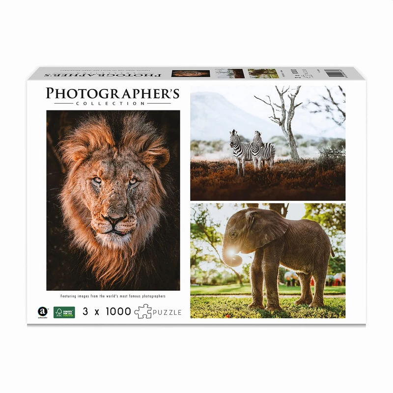 Ambassador 7230789 Wild Animals Africa, 3 x 1000 Pieces Puzzle for Adults and Children from 10 Years, Photographer's Collection, Donal Boyd