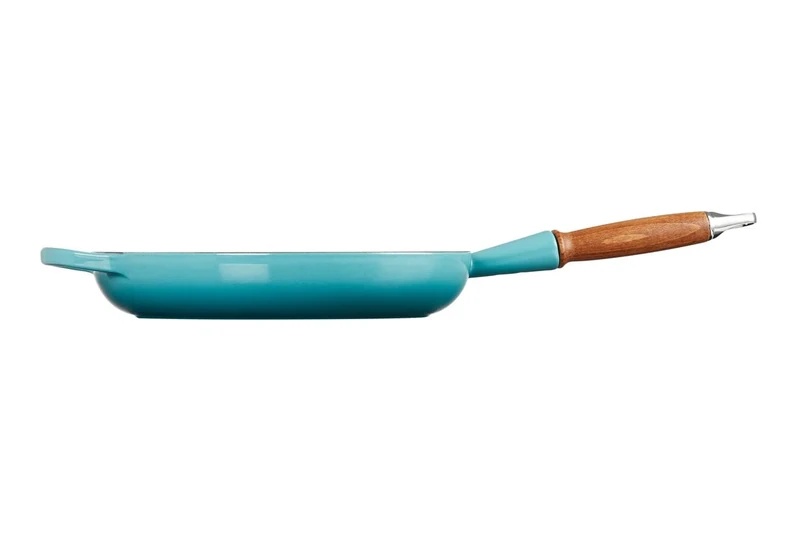 LE CREUSET Signature Cast Iron Frying Pan with Wooden Handle 28cm Teal, 20258281700422