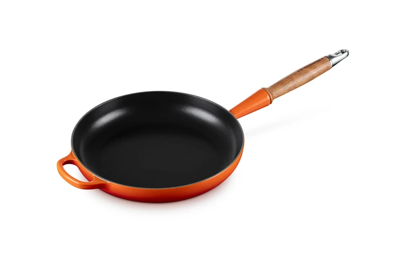 LE CREUSET Signature Cast Iron Frying Pan with Wooden Handle 24cm Volcanic, 20258240900422