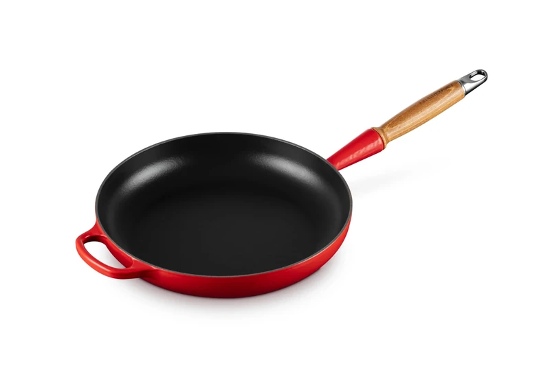 LE CREUSET Signature Cast Iron Frying Pan with Wooden Handle 28cm Cerise, 20258280600422