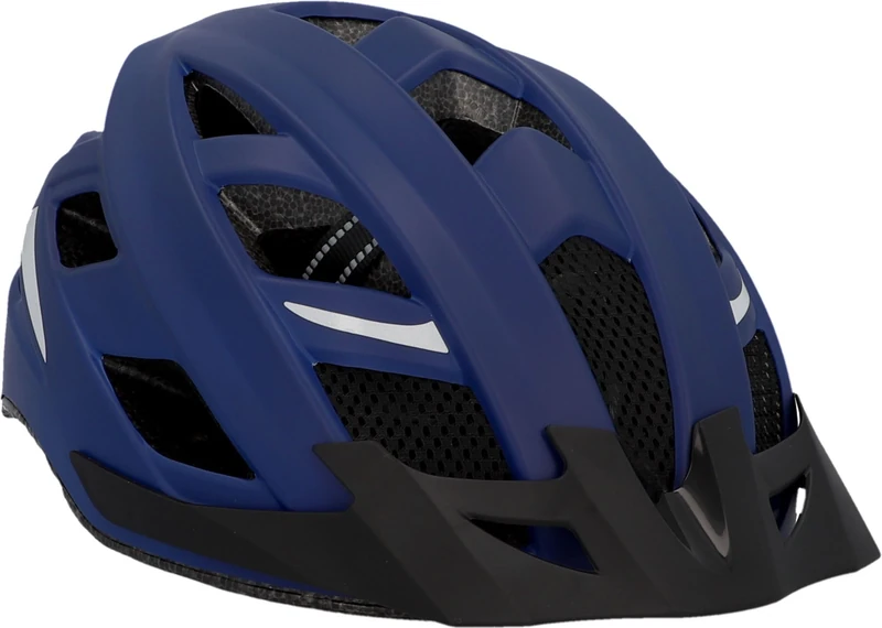 FISCHER Urban Plus Boston Adult Bicycle Helmet, City Helmet, L/XL, 58-61 cm, Blue, with Integrated LED Rear Light