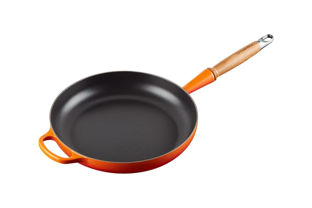 LE CREUSET Signature Cast Iron Frying Pan with Wooden Handle 28cm Volcanic, 20258280900422