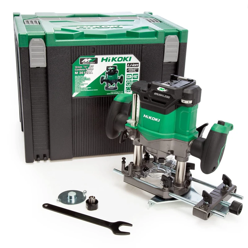 HiKOKI Cordless Router M3612DAJ2Z 36 V Brushless 50 mm Plunge Router with 6, 8 and 12 mm Collet Chuck for Maximum Flexibility