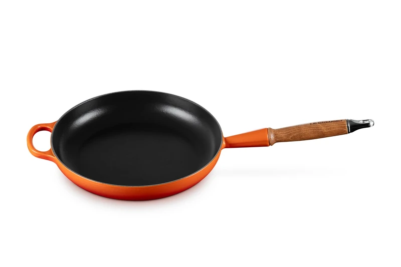 LE CREUSET Signature Cast Iron Frying Pan with Wooden Handle 26cm Volcanic, 20258260900422