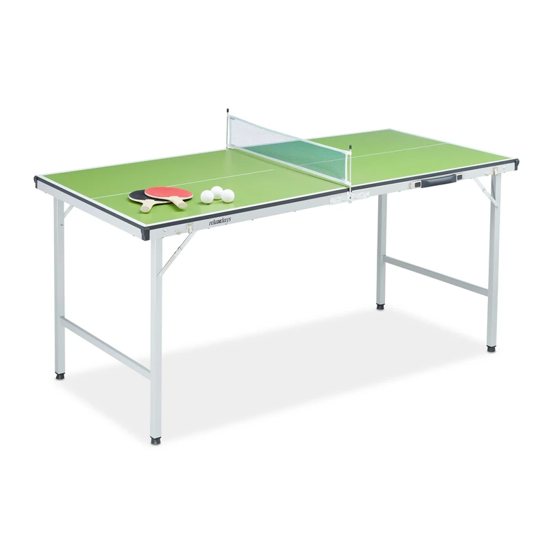 Relaxdays Folding Ping Pong Net, 2 Bats, 3 Balls, HWD: 70 x 70 x 150 cm, Indoors Use, Table-Tennis Set, Green, Wood material metal