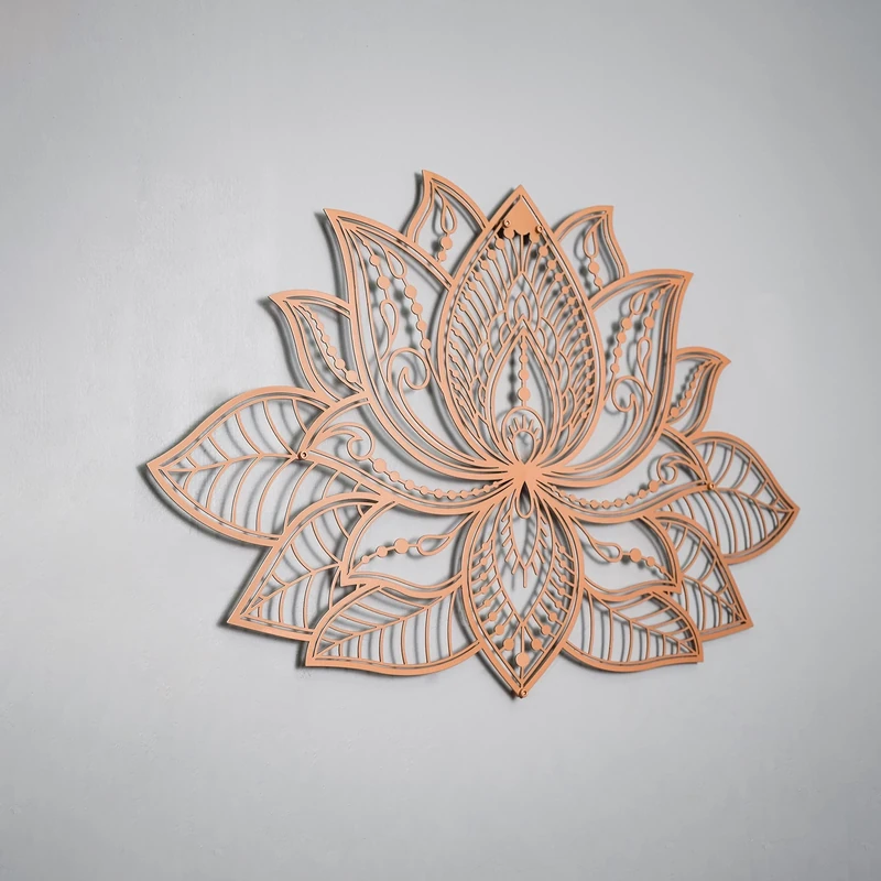 iwa concept 3D Mandala Metal Wall Decor | Lotus Flower Decoration for Homes | Bedroom Metal Wall Art | Office Decor | Living Room Decor | New Year Gift | (26.3" x 17" | 67 x 43 cm, Copper)