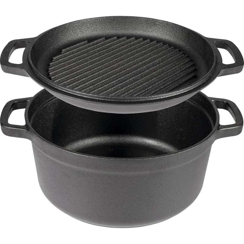 Browin 330527 Cast Iron Pot with Lid 3.5 L, for Frying, Cooking, Baking and Broiling, Oven Safe, for Gas, Electric, Ceramic and Induction Cooktops, Suitable for Serving Dishes onto a Table