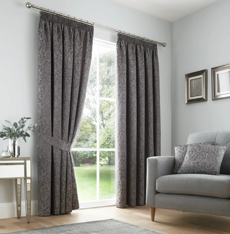 Curtina - Lamina - Pair of Pencil Pleat Curtains - 66" Width x 72" Drop (168 x 183cm) in Slate