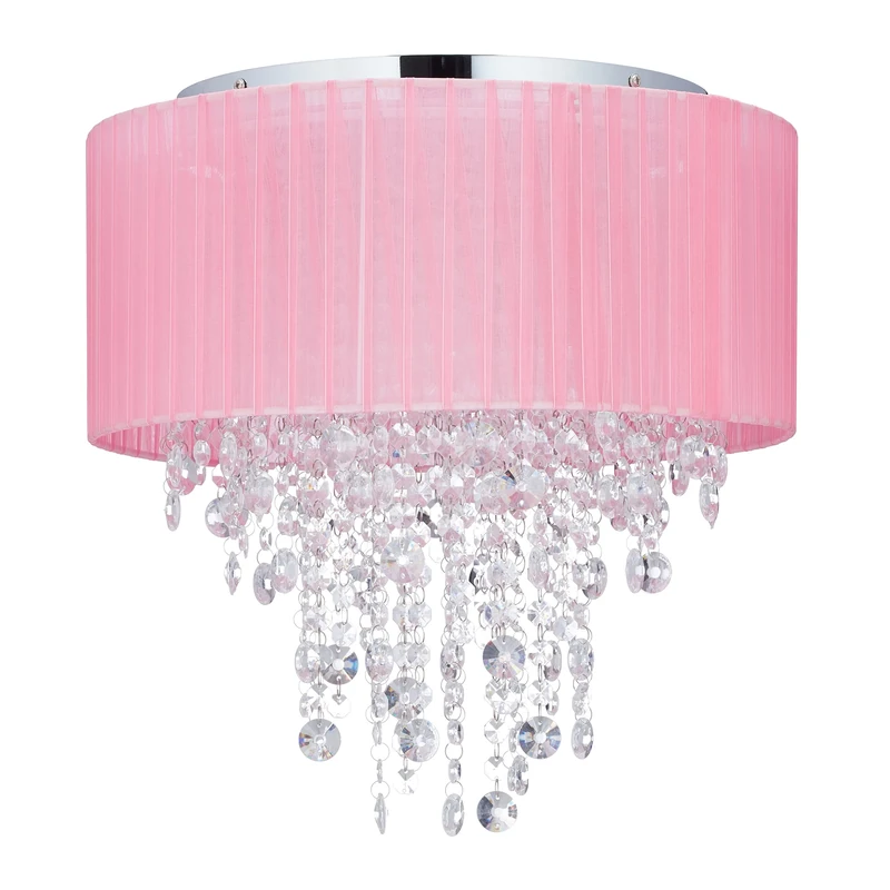 Relaxdays Ceiling Light, Dimensions: Approx. H x D 39 X 40 cm, Bedroom & Living Room, Organza, Pink
