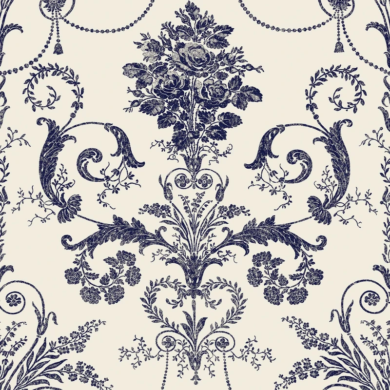 Laura Ashley Josette Off White and Midnight Wallpaper