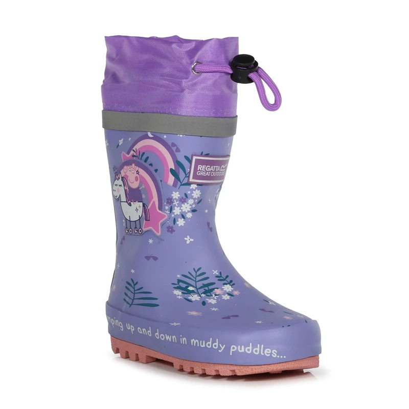 Regatta Boot, Kids' Peppa Pig Splash Wellies, Lilac Bloom, 10