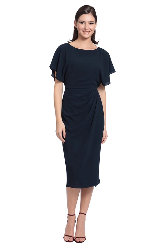 Maggy London Women's Boat Neck Flutter Sleeve Dress Occasion Event Guest, Navy Blazer, 18