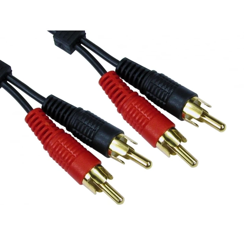 World of Data 15m TWIN RCA Cable - 100% Copper Wire - Phono - 24k Gold - Male to Male - Left & Right Audio - Stereo - 2RCA - 2xRCA 10 PACK
