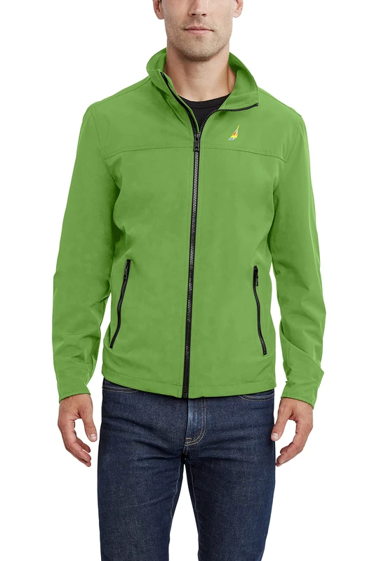 Nautica Men's Lightweight Windbreaker Stretch Athletic Outdoor Full Zip Bomber Golf Jacket, Grass Green, L