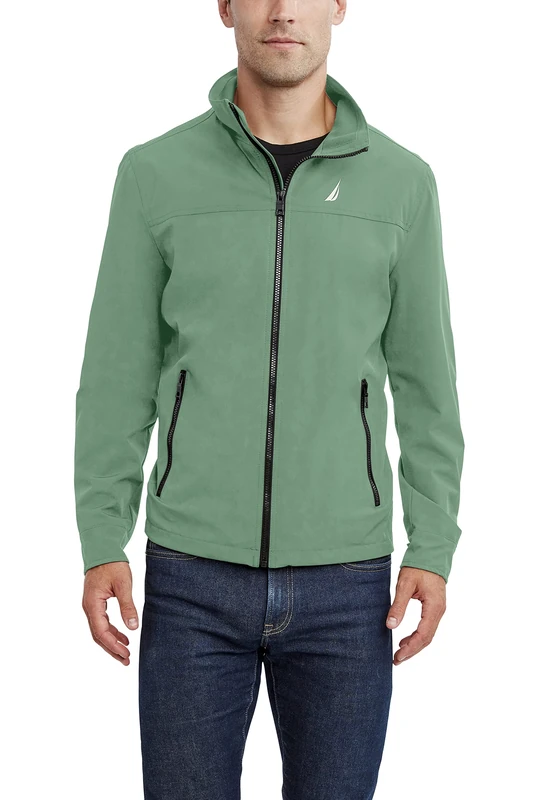 Nautica Men's Lightweight Windbreaker Stretch Athletic Outdoor Full Zip Bomber Golf Jacket, Ivy Green, XXL