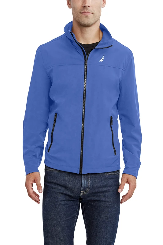 Nautica Men's Lightweight Windbreaker Stretch Athletic Outdoor Full Zip Bomber Golf Jacket, Arctic Blue, M