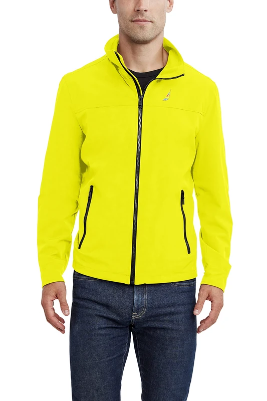 Nautica Men's Lightweight Stretch Wind Jacket with Full Zip, Marigold, L
