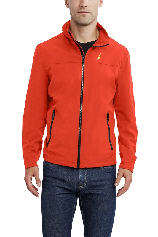 Nautica Men's Lightweight Windbreaker Stretch Athletic Outdoor Full Zip Bomber Golf Jacket, Tropical, L