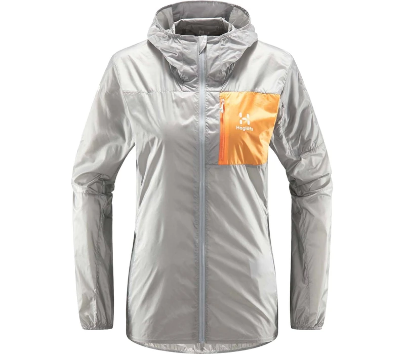 HAGLOFS 605237_4TL L.I.M SHIELD HOOD Jacket Women's CONCRETE/SOFT ORANGE Size S