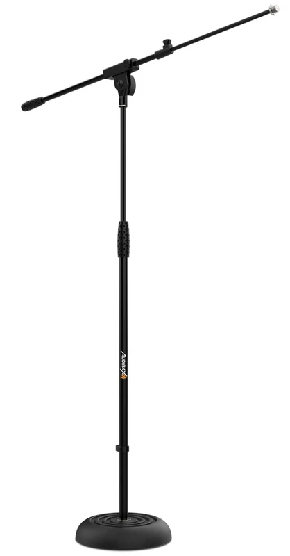 Audibax Base 10 Adjustable Boom Floor Microphone Stand with Round Base