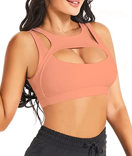 Betaven Push Up Sports Bra for Women - Pink XL with Removable Cups