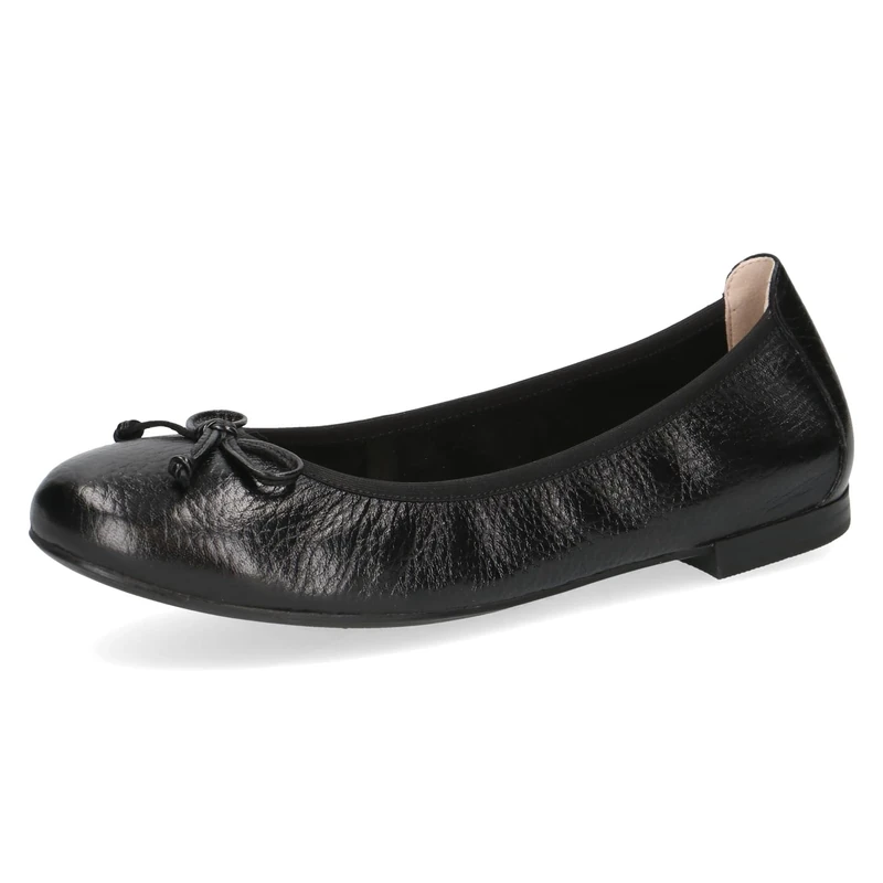 CAPRICE Women's Ballet Flats in Leather, Black (Black Deer), 6 UK