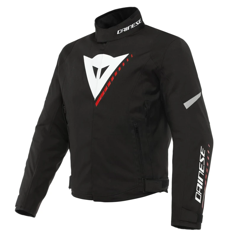 Dainese - Veloce D-Dry Jacket, 4-Season Motorbike Jacket for Men, Breathable and Waterproof, Men Motorcycle Jacket with Removable Thermal Lining, Rainproof and Comfortable, Black/White/Red