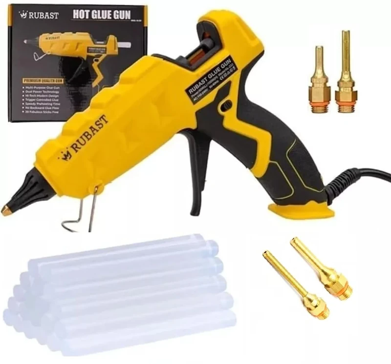 Full Size Heavy Duty Industrial Hot Glue Gun, 60/100w Dual Power & Dual Nozzle, Free 20 Glue Sticks Pack (15×11cm)- High Heating Temp Glue Gun Suitable for DIY Arts,Crafts,Home Repairs-UK Plug