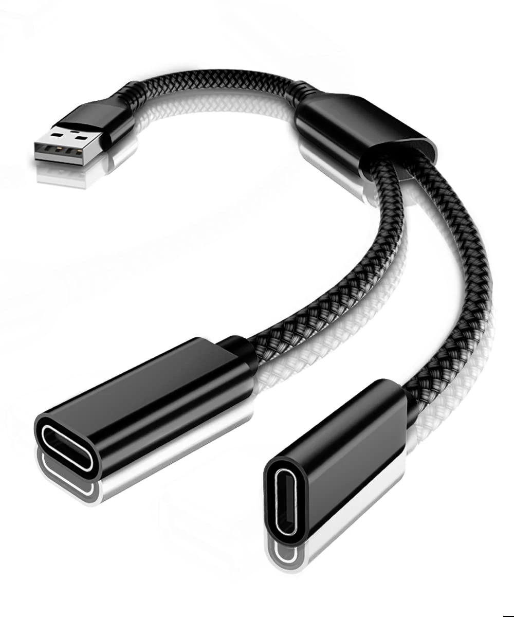 Elebase for iPhone 17 USB Male to Double USB C Female Adapter,Type A Charger Cable Dual Two Splitter for iPad 8th 9th 10th Air 4th 5th Mini 6th,iPhone 16 15,Samsung Galaxy Note S23 S24,Google Pixel XL