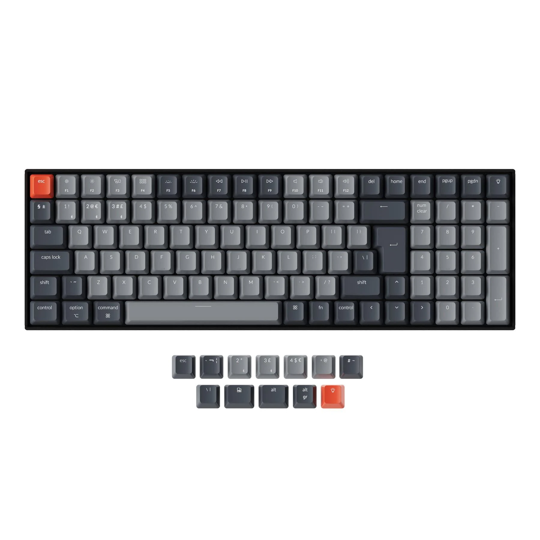 Keychron K4 Wireless Mechanical Gaming Keyboard with White LED Backlight/Gateron Brown Switch/Wired USB C/96% ISO-UK-Layout, 100 Keys Bluetooth Computer Keyboard for Mac Windows PC Gamer - Version 2