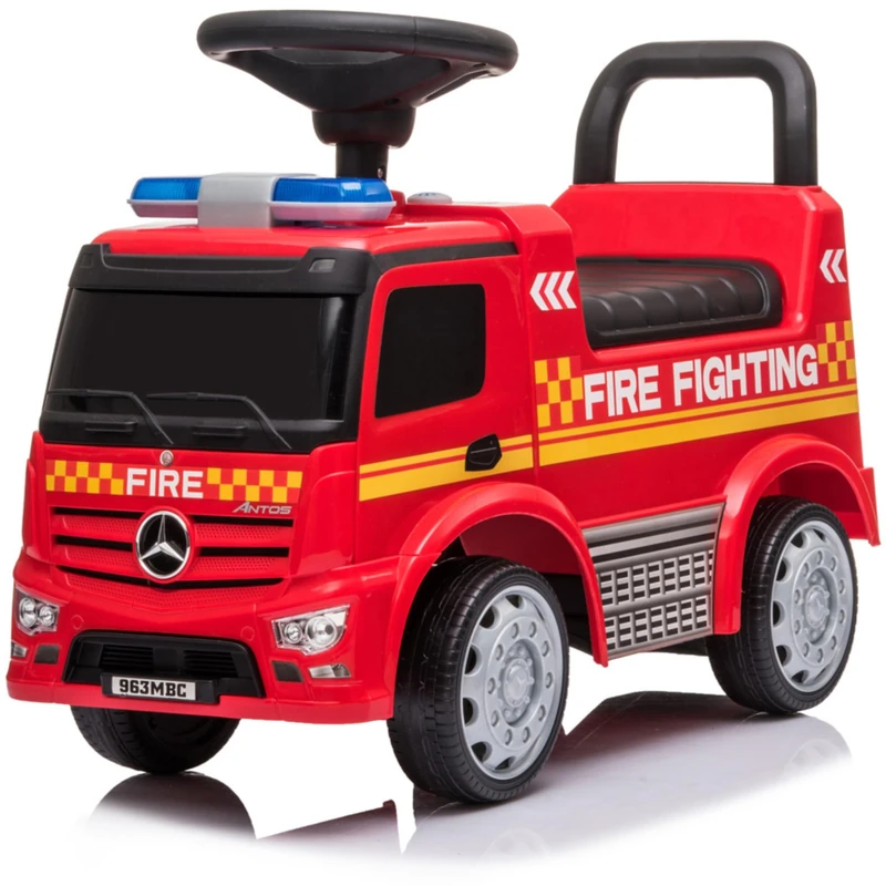 Tachan Mercedes Fire Truck Runner with Sounds and Music, Under Seat Drawer to Storage Things, Rubber Tires, Anti-Fall System, Up to 25 kg, Red (711T00648)