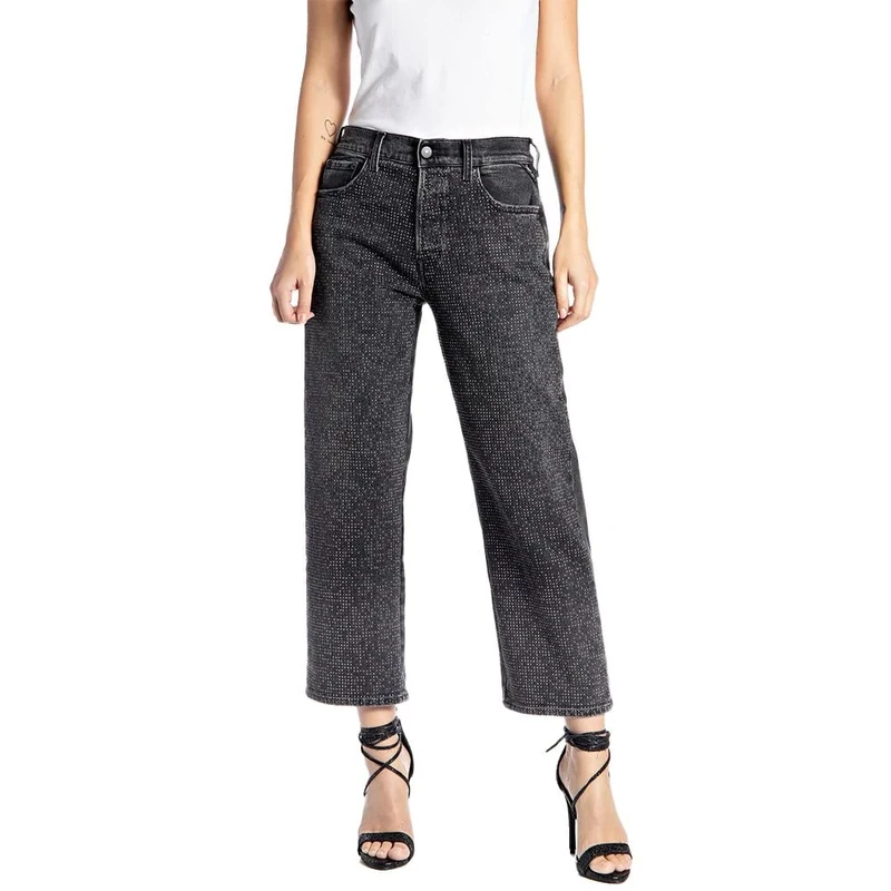 REPLAY Women's HEVELEEN Jeans, 097 Dark Grey, 23
