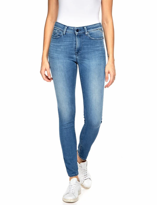 REPLAY Luzien Women's Skinny Fit Jeans with Stretch, 009 Medium Blue, 24W x 32L