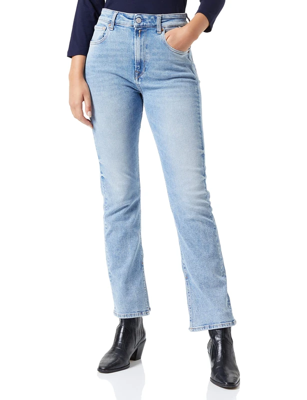 REPLAY Women's Sharljn Slim Flare Jeans, 010 Light Blue, 27W x 30L