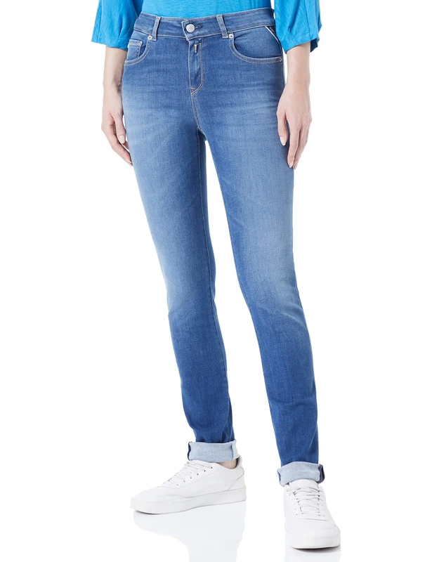 REPLAY Women's Faaby Recycled Jeans, 009 Medium Blue, 25W x 30L