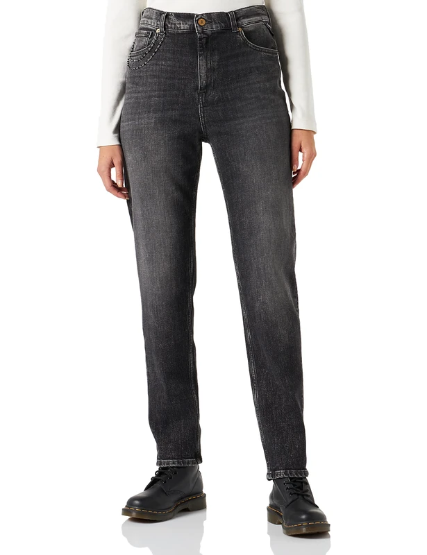 REPLAY Women's Kiley Jeans, 097 Dark Grey, 29W x 30L