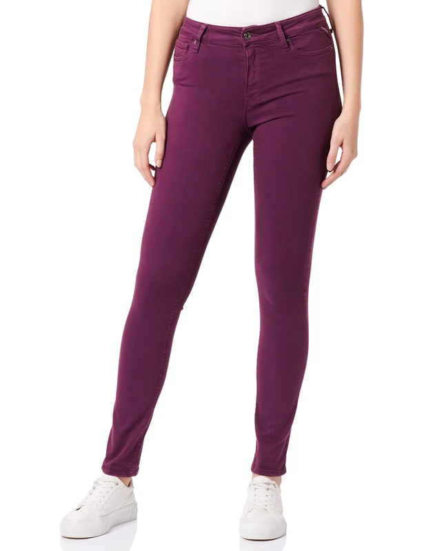 REPLAY Women's Luzien Hyperflex Colour Xlite Jeans, 923 Burgundy, 2732